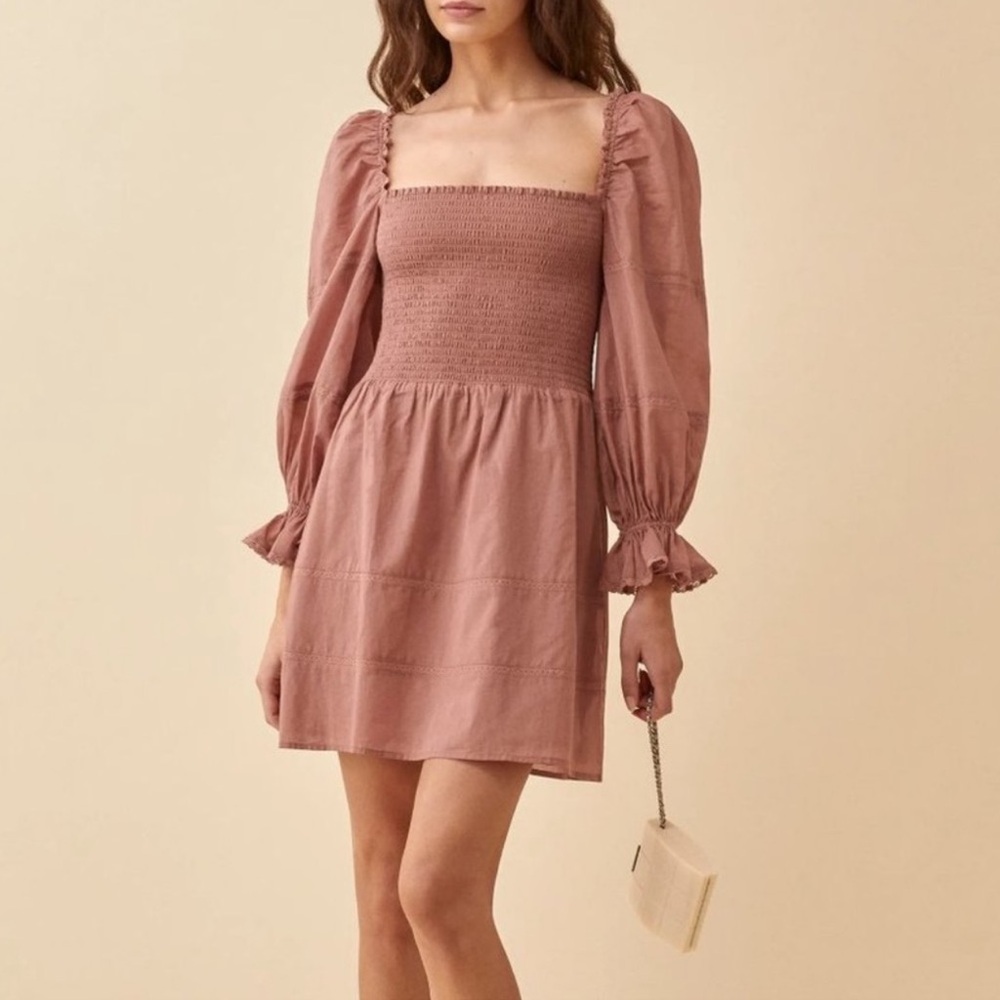 Reformation Dusty Rose Long Sleeve Dress
